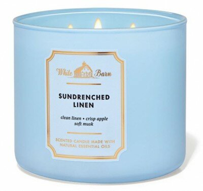 Аромасвічка Sun-Drenched Linen 411гр Блакитний Соєвий віск, скло 6201093 Bath&Body USA